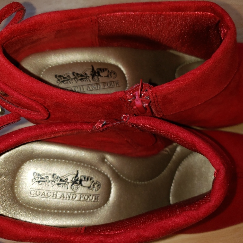 Coach and Four Red Suede Bootie - Picture 2 of 5